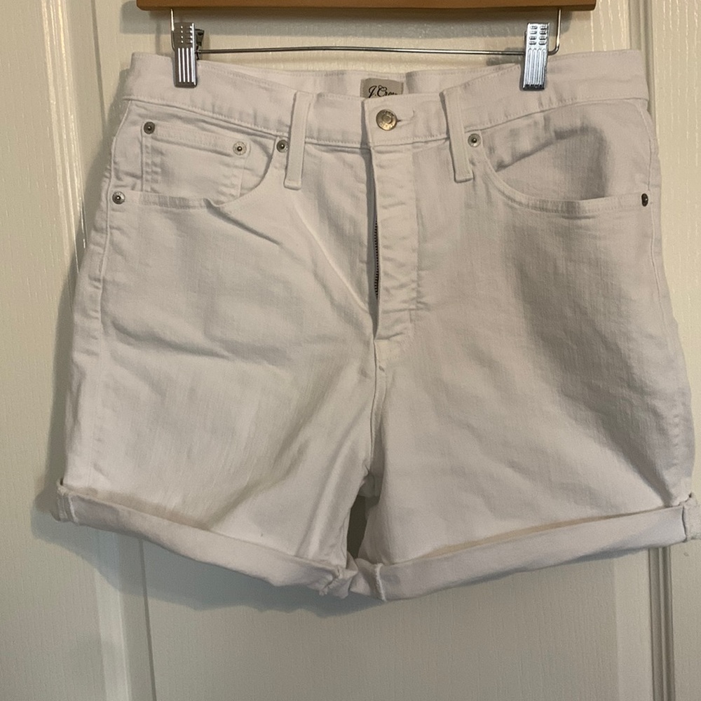 J. Crew White Denim Cuffed Shorts, Size 31